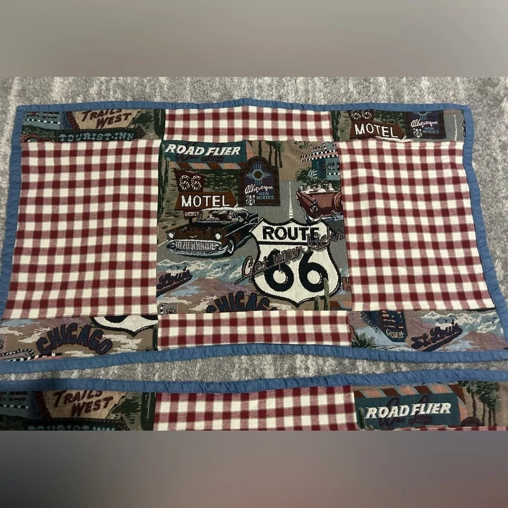 Route 66 King Size Knit Pillow Shams Covers Country Cabin Cottagecore Decor